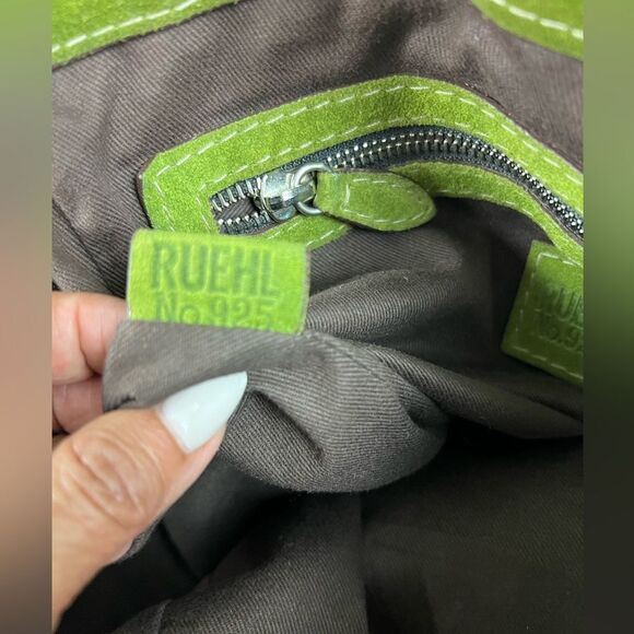 Vintage Ruehl No. 925 Green Suede and Brown Leather Tote - Picture 8 of 14